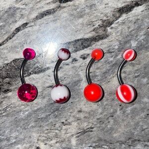 4 Belly Button Ring Set Purple Pink